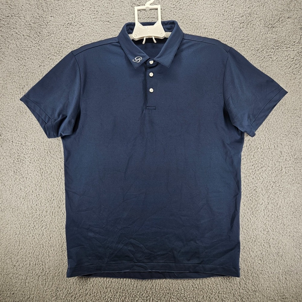 Bonobos M-Flex Golf Polo Shirt Mens Large Navy Blue Short Sleeve B Logo